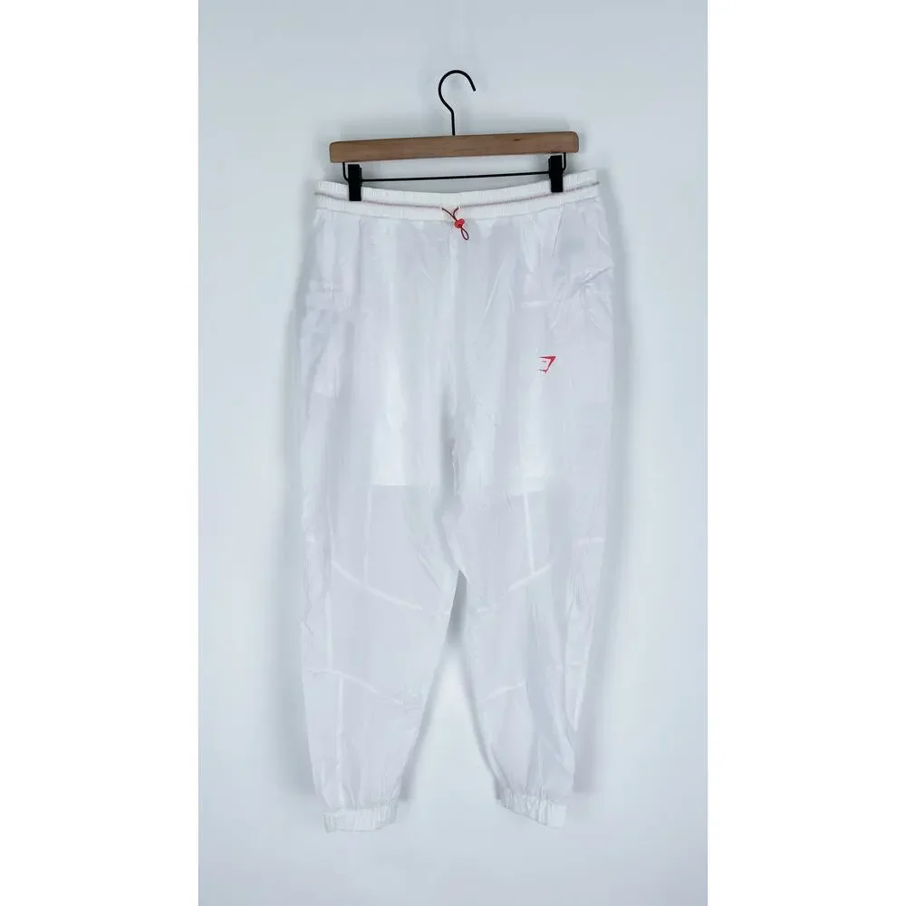 Gymshark Pulse Woven Jogger Pants Womens Size Large White B1A9F New Pink Track